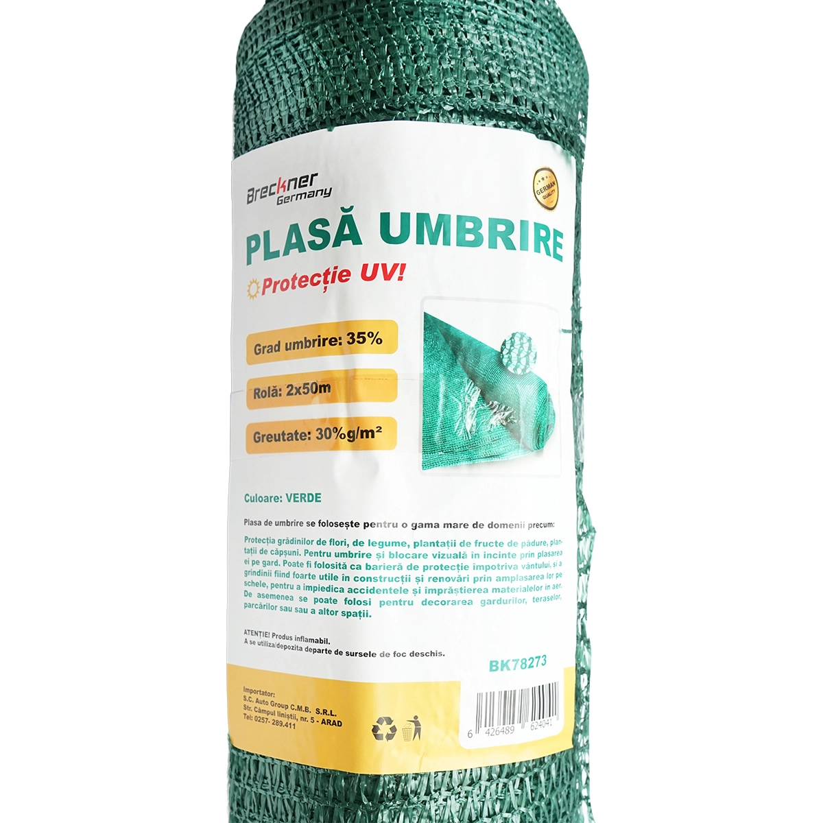 Plasa umbrire 35% latime 2M si lungime 50M verde din polietilena cu protectie UV [2]