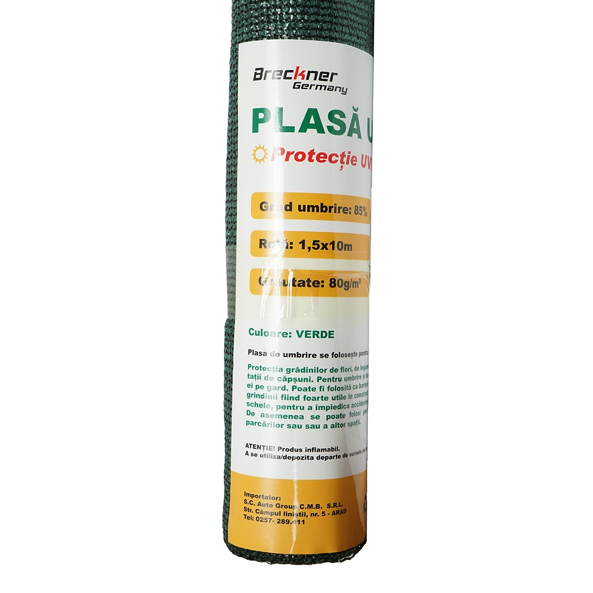 Plasa umbrire 85% latime 1.5M, lungime 10M verde din polietilena cu protectie UV [2]