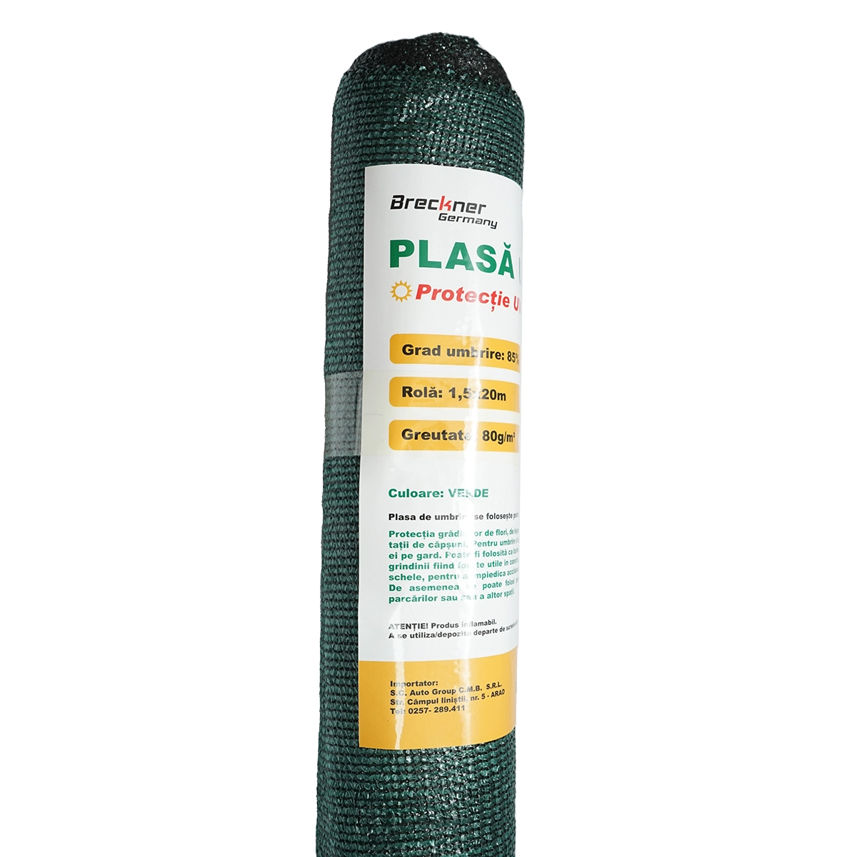 Plasa umbrire 85% latime 1.5M, lungime 20M verde din polietilena cu protectie UV [2]
