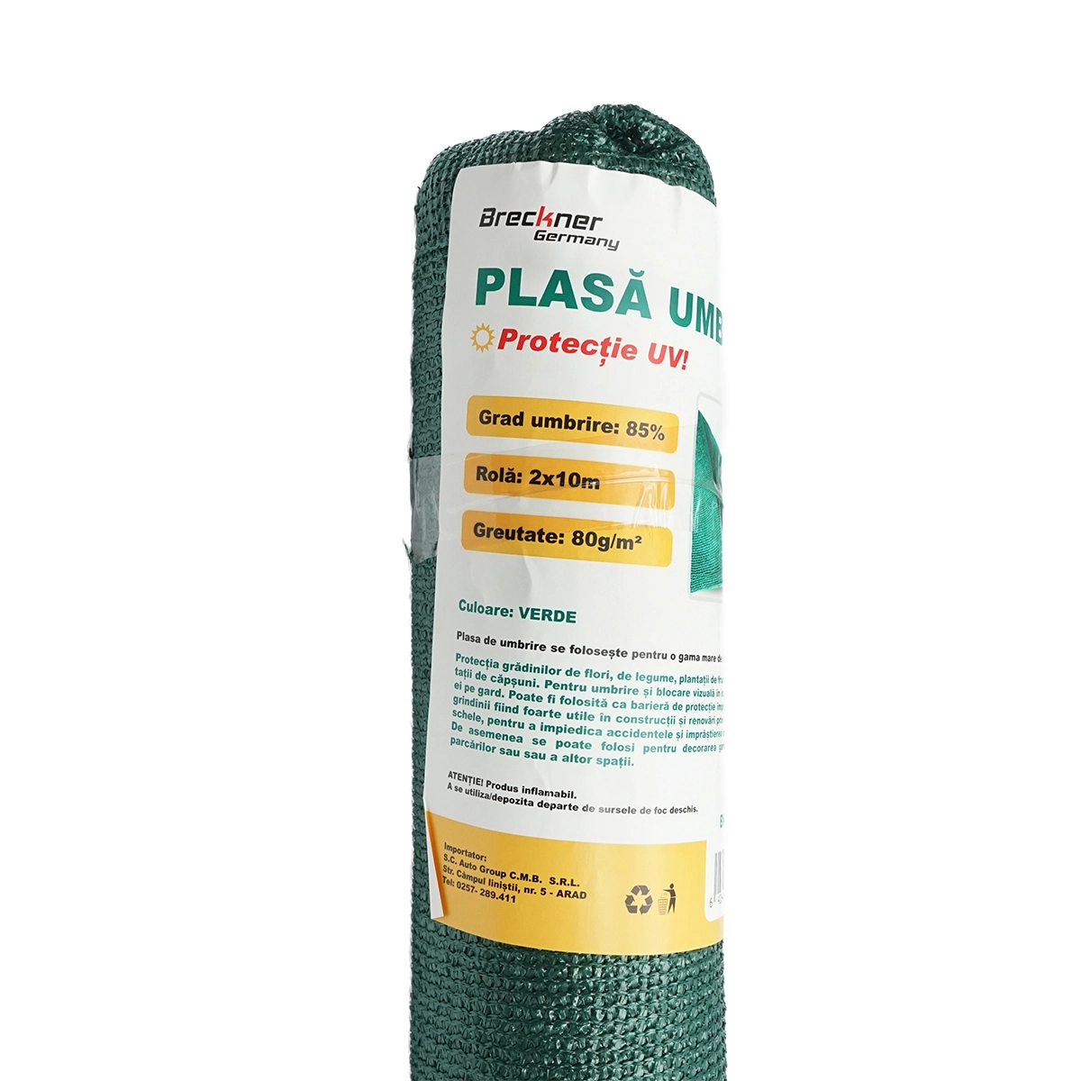 Plasa umbrire 85% latime 2M si lungime 10M verde din polietilena cu protectie UV [2]