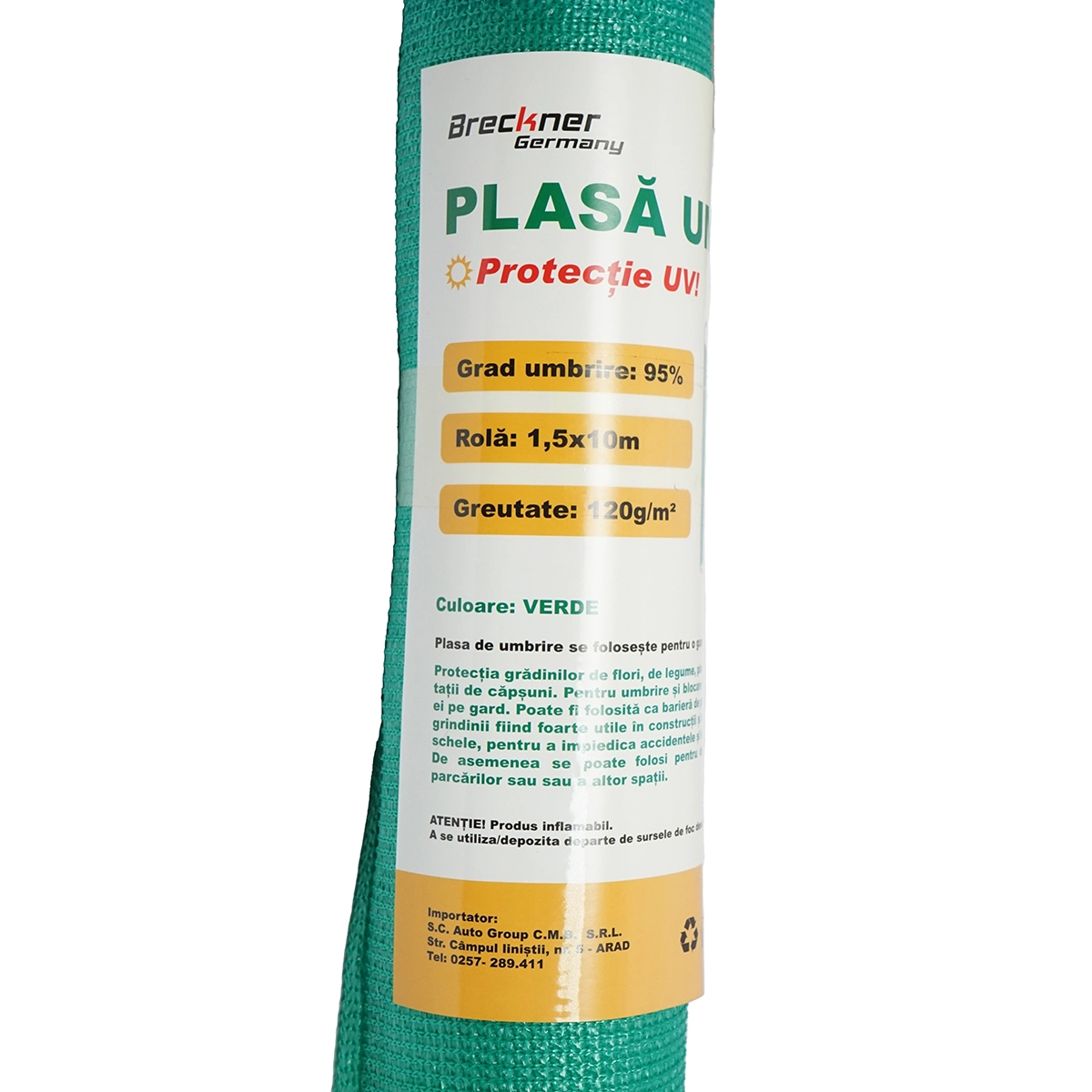 Plasa umbrire 95% latime 1.5m, lungime 10m verde din polietilena cu protectie UV [2]
