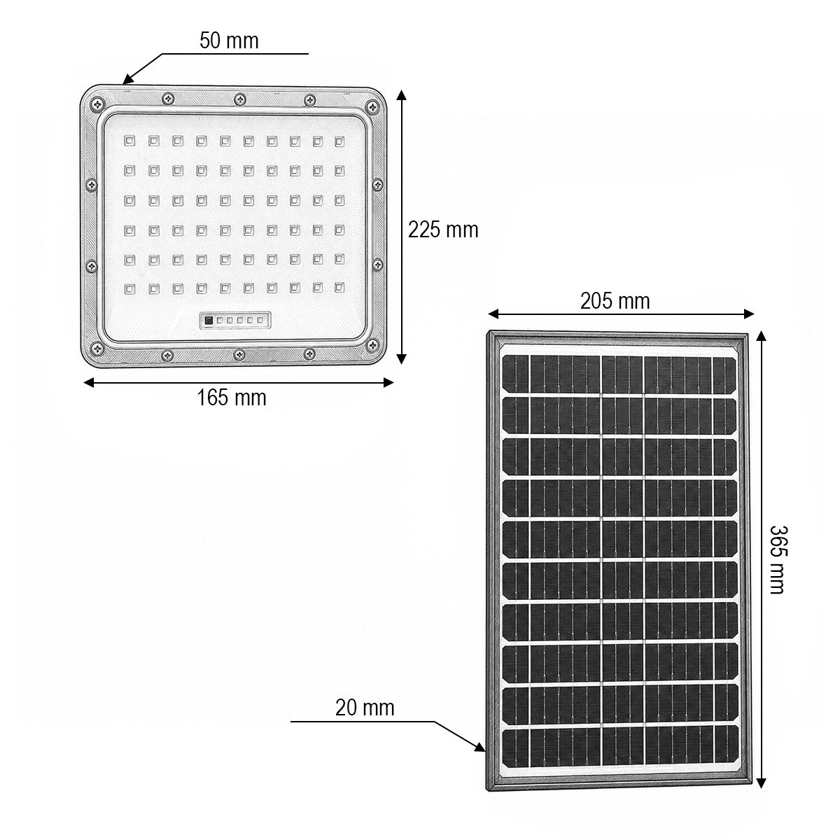 Proiector LED 200W cu panou solar bifacial 20W, baterie 20000mAh si telecomanda, IP66 Breckner Germany [3]