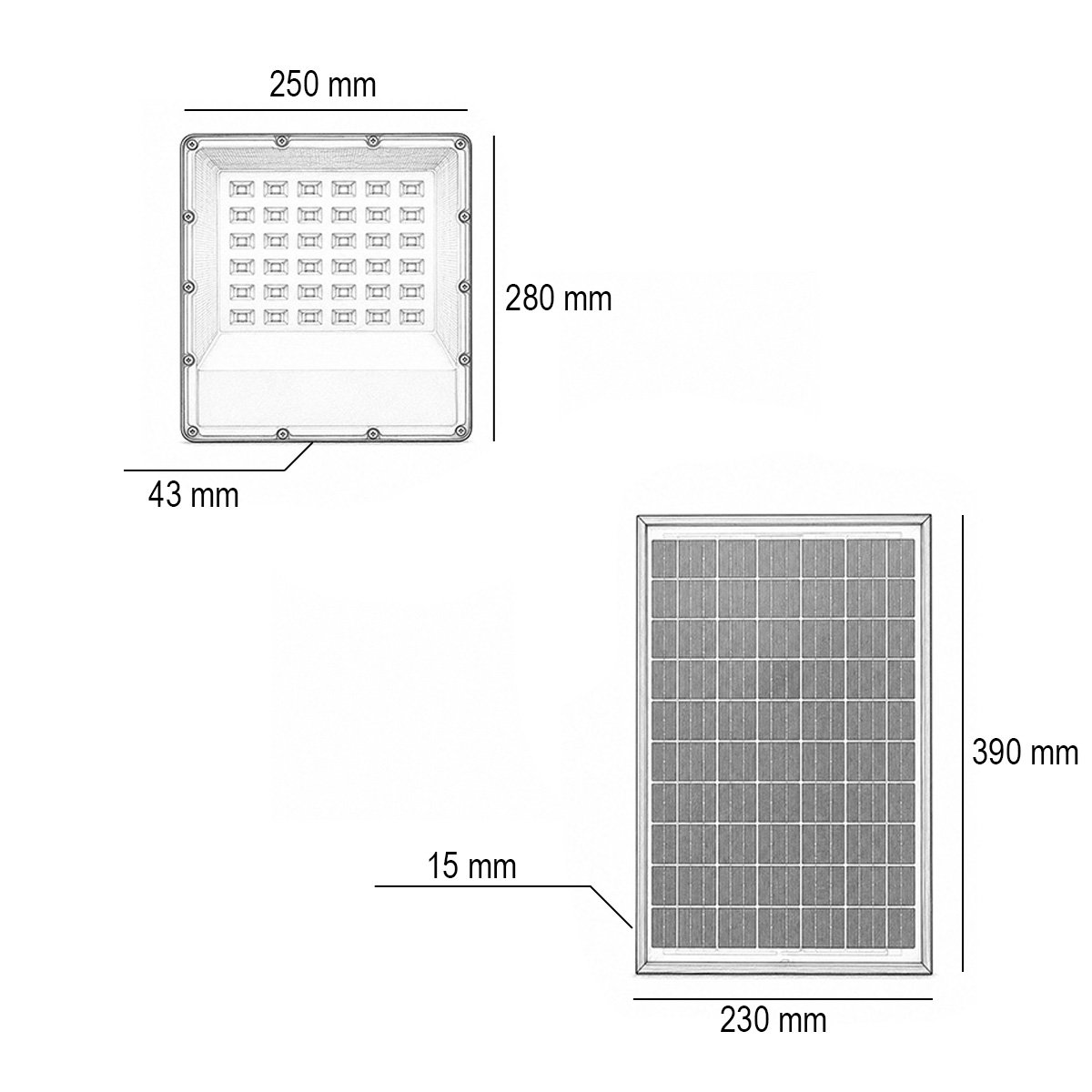 Proiector LED 300W, 6500K, cu panou solar bifacial 30W, baterie LiFePO4 15000mAh si telecomanda, IP66 Breckner Germany [3]
