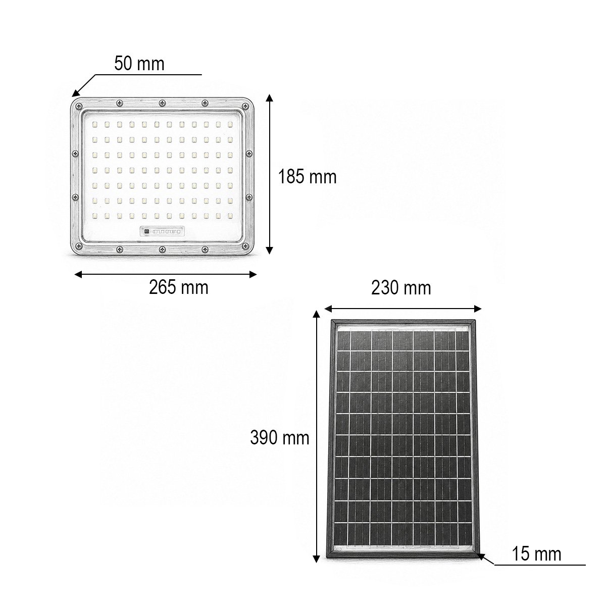 Proiector LED 300W, 6500K, cu panou solar bifacial 30W, baterie LiFePO4 15000mAh si telecomanda, IP66 Breckner Germany [3]