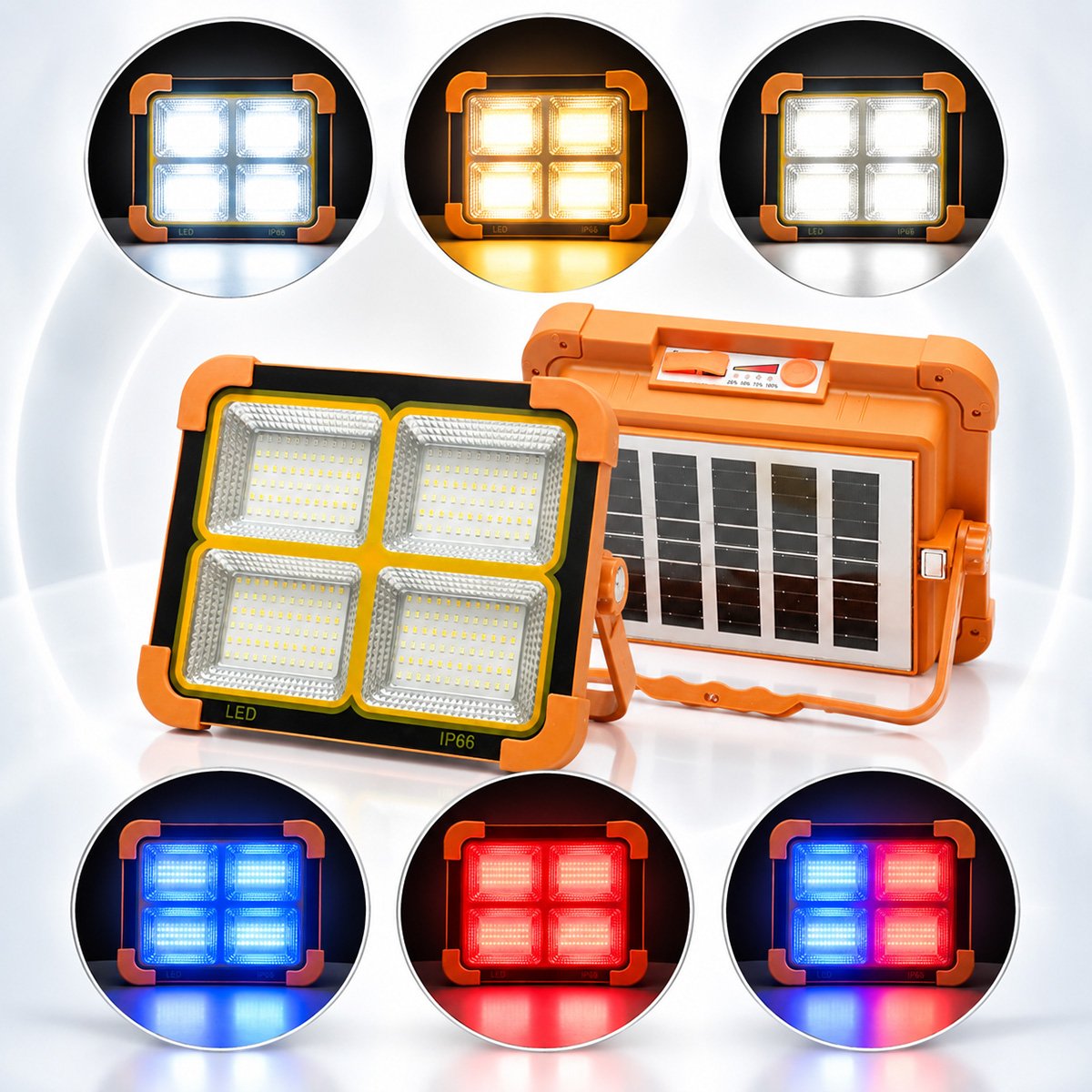 Proiectoare si lampi solare - Proiector LED portabil 200 W cu panou solar 3 W Breckner Germany