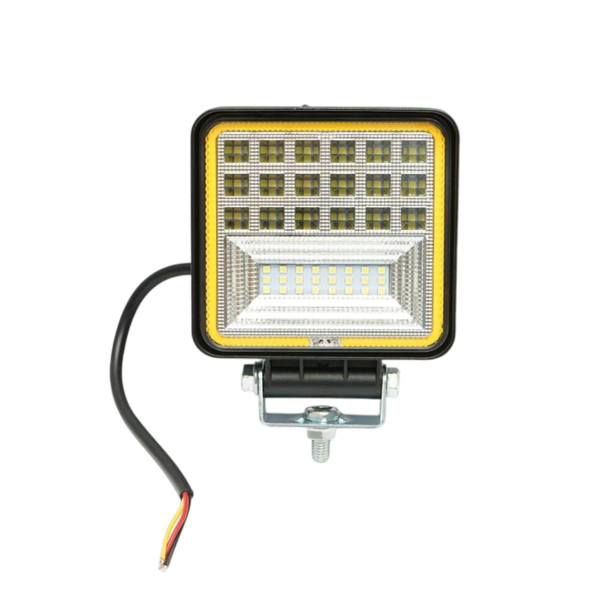 Proiectoare si lampi solare - Proiector patrat LED cu DRL 126W, 10-30V, alb-galben, carcasa aluminiu 106x134x30mm Breckner Germany