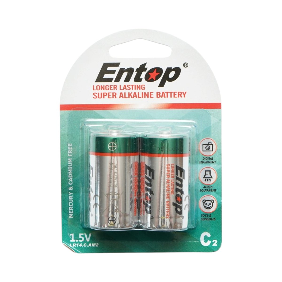 Baterii si acumulatori - Set 2 baterii alcaline C LR14 1.5V Entop