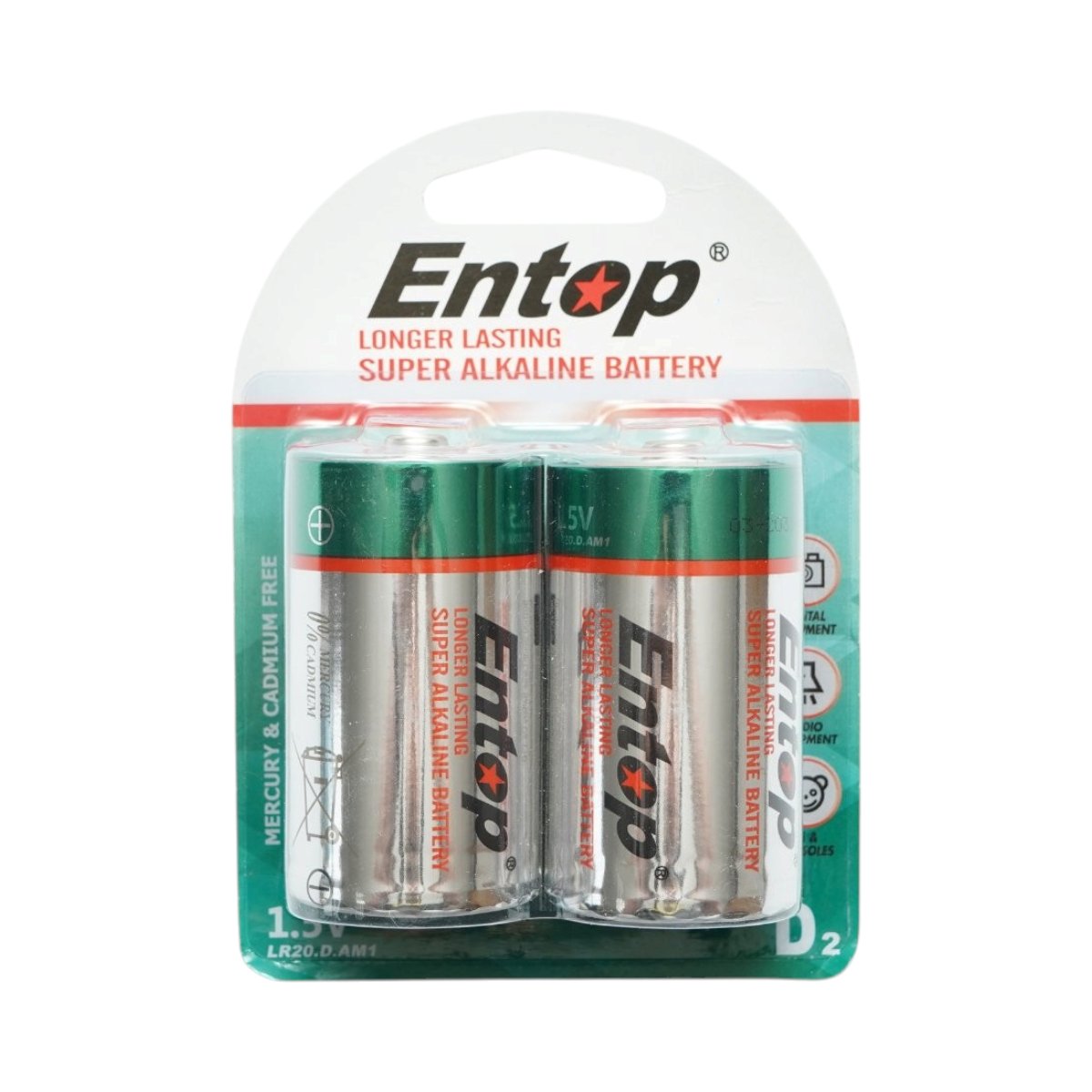Baterii si acumulatori - Set 2 baterii alcaline D LR20 1.5V Entop