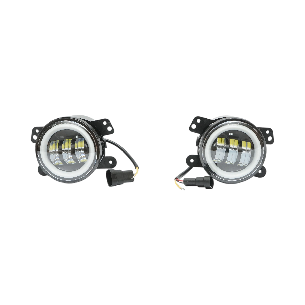 Auto si Accesorii - Set 2 proiectoare ceata LED cu DRL Angel Eyes 10-60V 30W, 3 functii alb/galben, lumina de zi, ceata si semnalizare Breckner Germany
