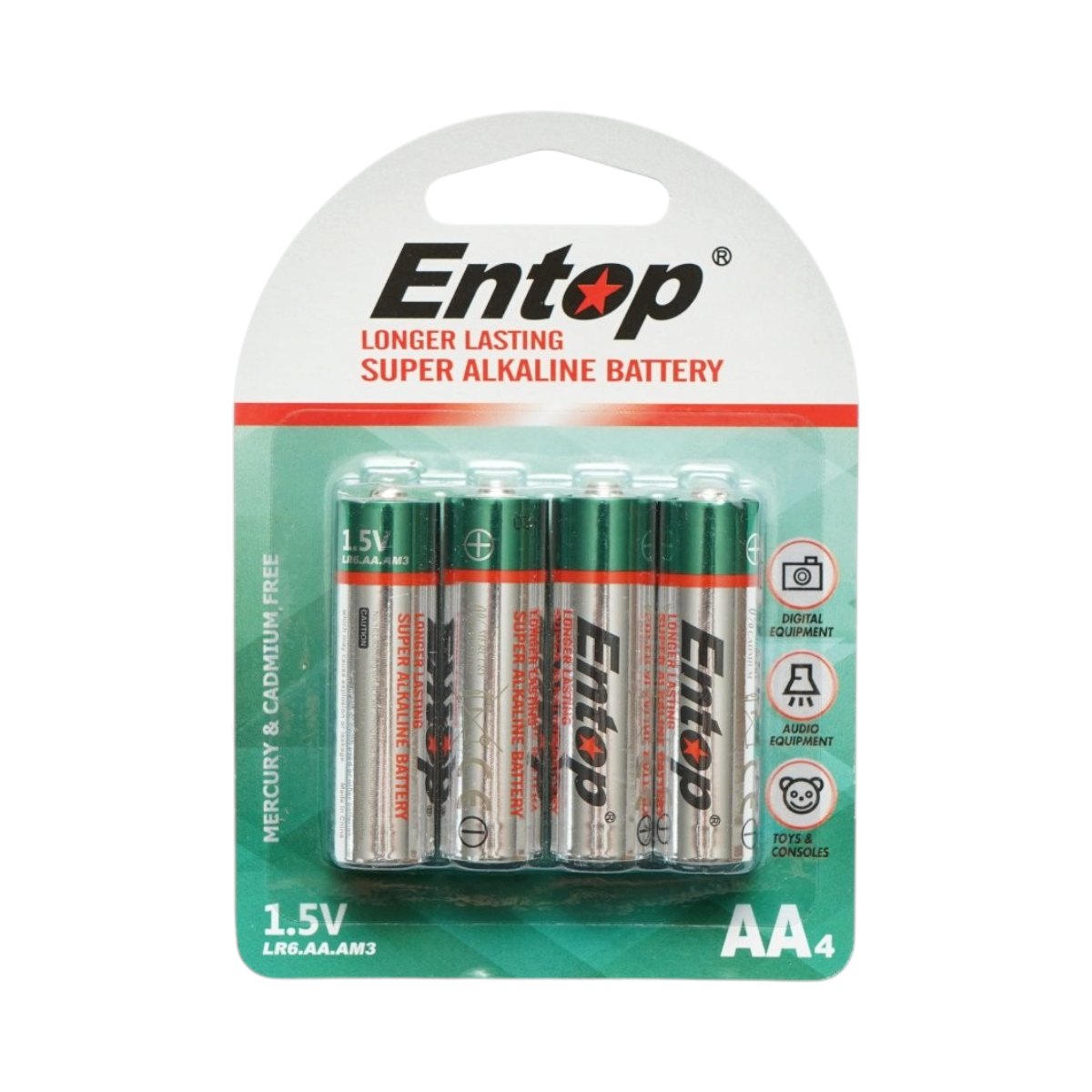 Baterii si acumulatori - Set 4 baterii alcaline AA LR6 1.5V Entop