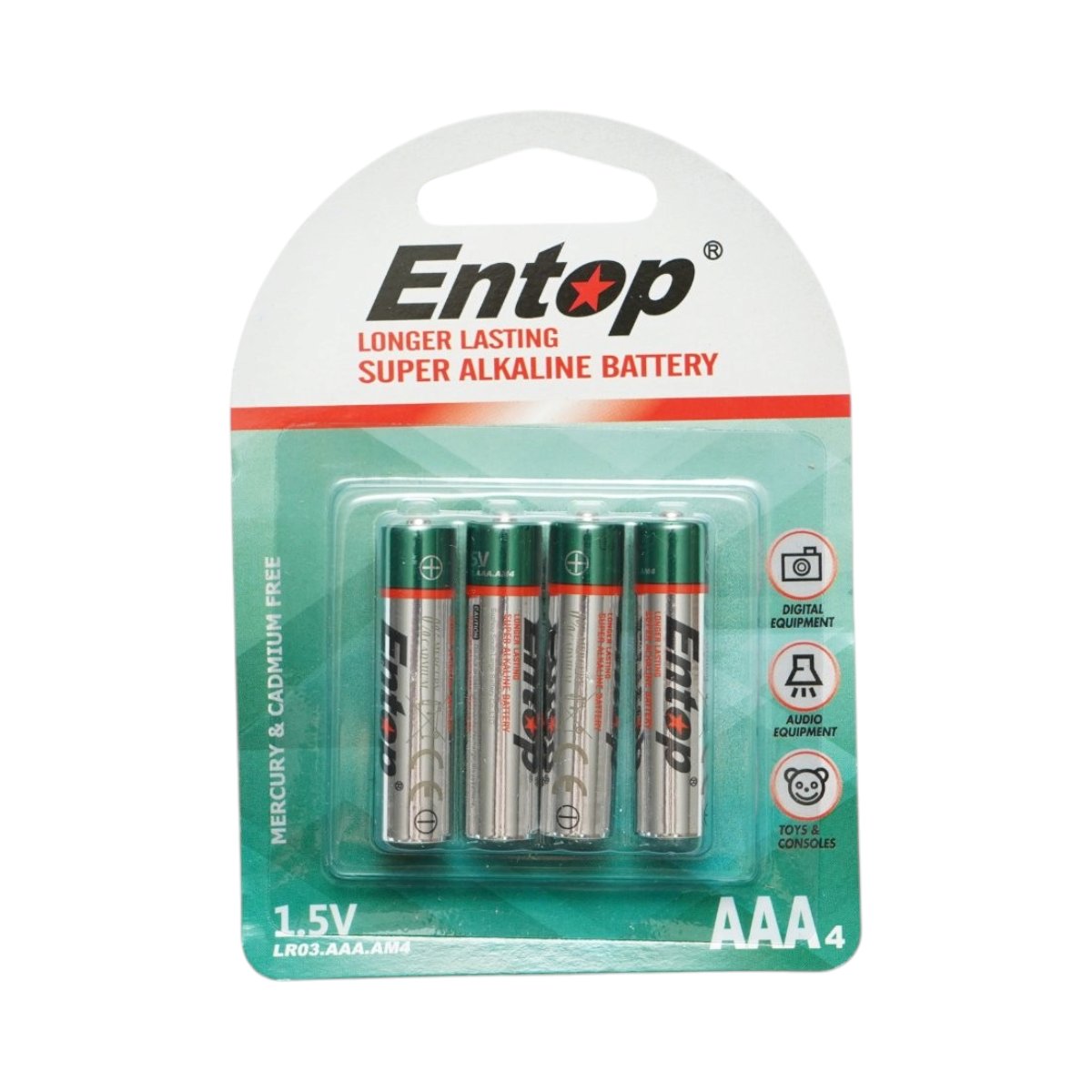 Baterii si acumulatori - Set 4 baterii alcaline AAA LR3 1.5V Entop