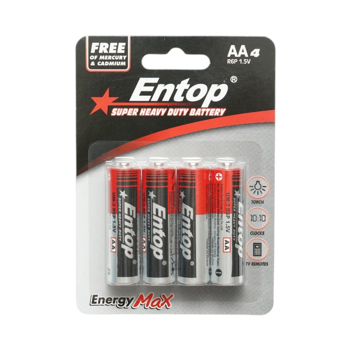 Baterii si acumulatori - Set 4 baterii zinc-carbon AA LR6 1.5V Entop