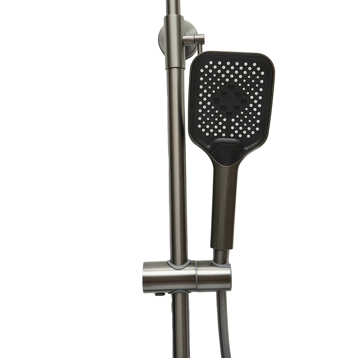 Set dus multifunctional cu termostat, afisaj digital temperatura apa, 4 functii de curgere a apei, pipa cada, dus dreptunghiular, dus de mana, dus bideu, gri [3]