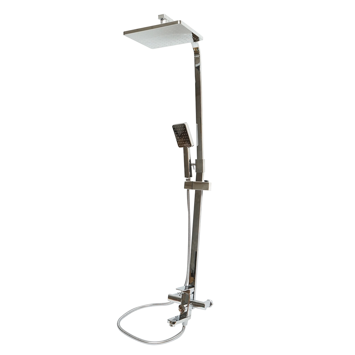 Seturi si accesorii dus - Set dus multifunctional de perete cu dus de mana, pipa cada, dus dreptunghiular, cartus ceramic, crom lucios