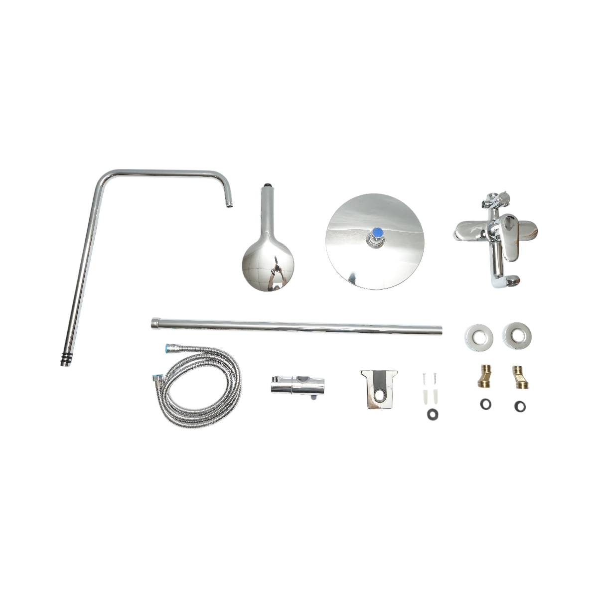 Set dus multifunctional de perete cu dus de mana, pipa cada, dus rotund, cartus ceramic, crom lucios [1]