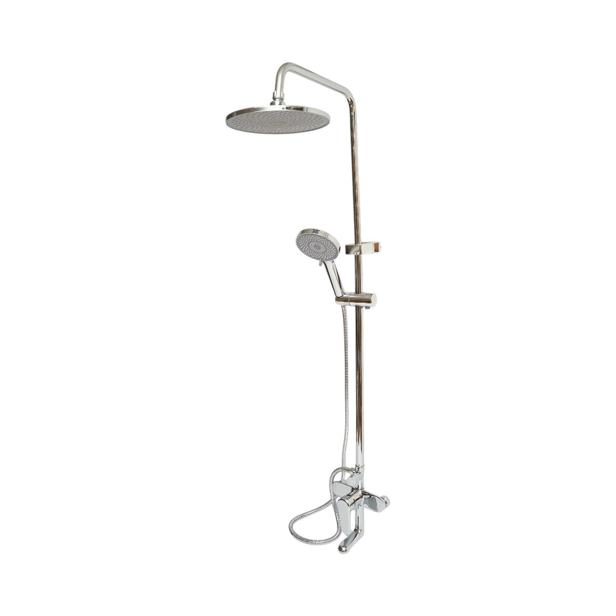 Seturi si accesorii dus - Set dus multifunctional de perete cu dus de mana, pipa cada, dus rotund, cartus ceramic, crom lucios