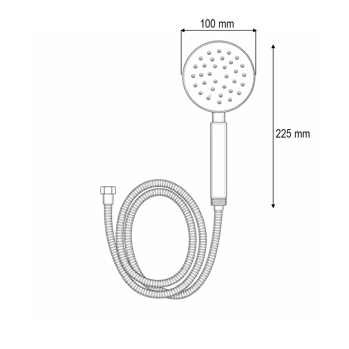 Set para dus cu furtun zincat 1.5m, 1 functie tip ploaie, duze silicon, crom lucios, otel inoxidabil 100x225mm [2]