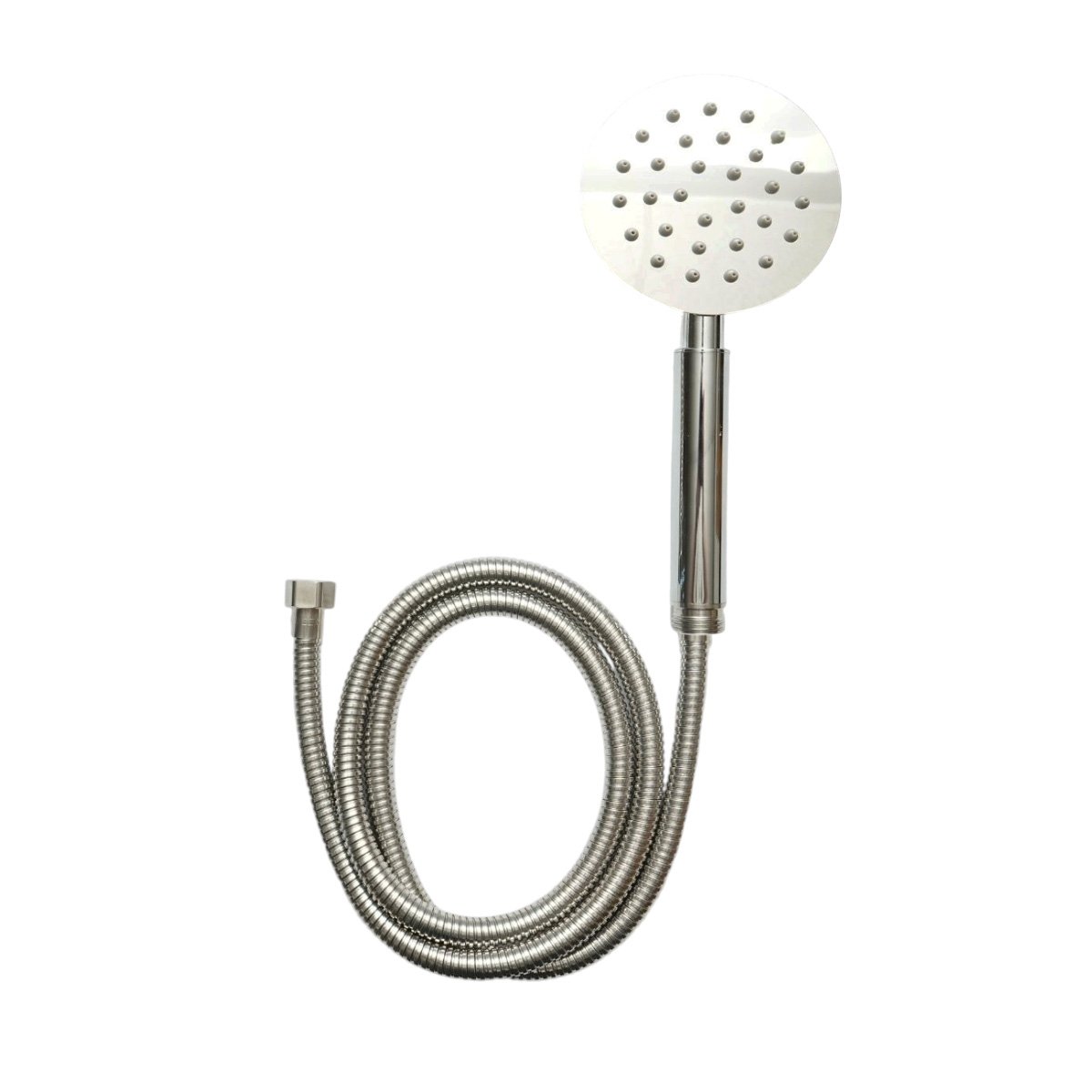 Seturi si accesorii dus - Set para dus cu furtun zincat 1.5m, 1 functie tip ploaie, duze silicon, crom lucios, otel inoxidabil 100x225mm