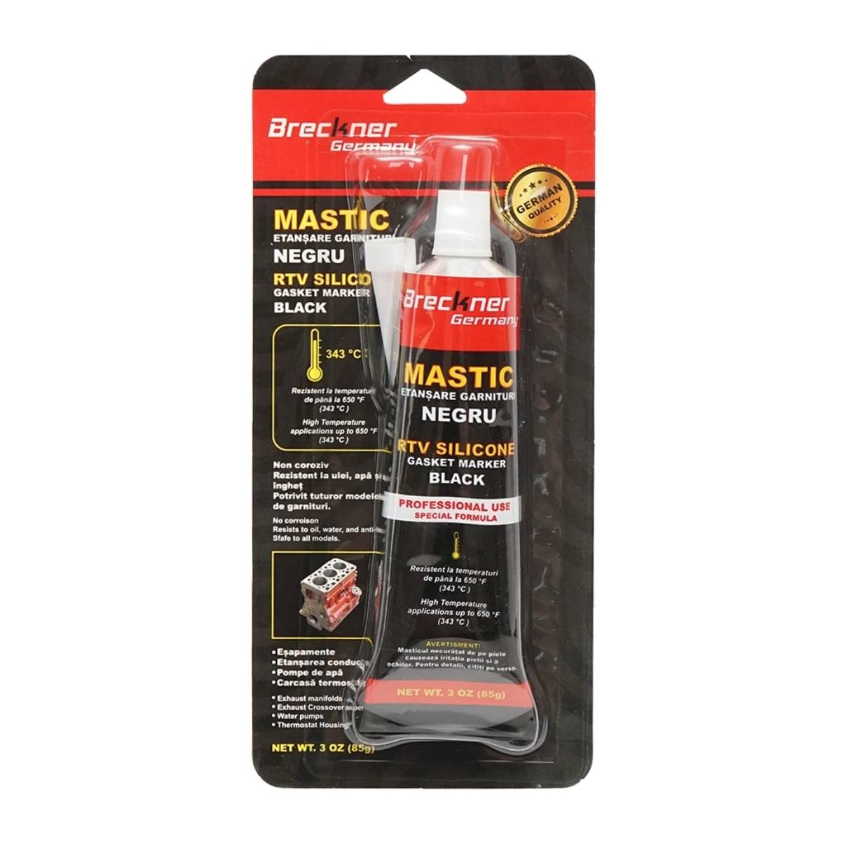 Intretinere auto - Silicon etansare garnituri negru 85g 343°C Breckner Germany