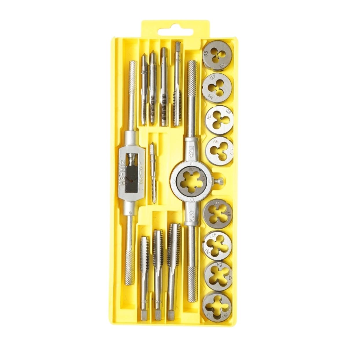 Accesorii gaurit si insurubat - Trusa tarozi si filiere metrice M3-M12 mm 20 piese Crownman
