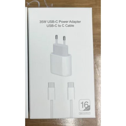 Incarcator Super Fast Charge, Incarcator Fast Charge Compatibil Apple, 35 W, USB-C Adaptor, Cablu inclus USB-C, Alb [2]