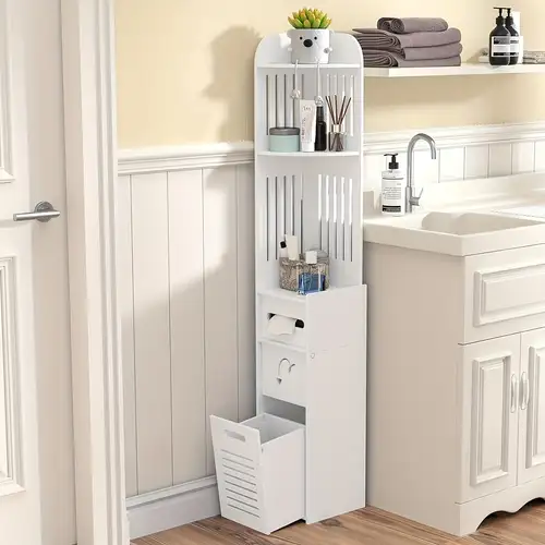Dulap de baie-sufragerie organizator ingust, alb, 20x19.5x120cm, PVC [2]