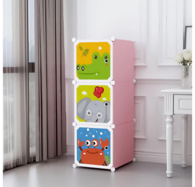 Dulap pentru Camera Copii din Polipropilena cu 3 Compartimente, 37 x 37 x 111 cm, Schelet din Otel [2]