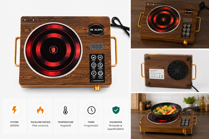 Plita Infrarosu AILEPU, Suprafata Vitroceramica, Panou Digital, Portabila ,3500w [2]