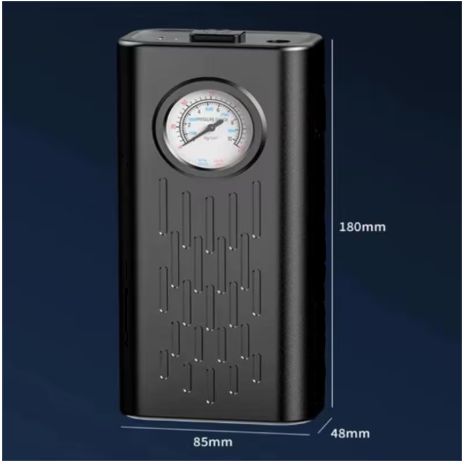 Pompa de anvelope electrica, fara fir, cu indicator, 2400mAh, cu manometru, dimensiuni 18x8.5x4.8cm, culoare negru [4]