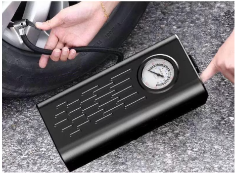Pompa de anvelope electrica, fara fir, cu indicator, 2400mAh, cu manometru, dimensiuni 18x8.5x4.8cm, culoare negru [2]