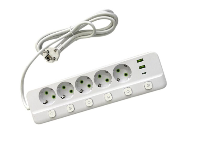 Prelungitor cu 5 priza si 2 port usb,Port Type C ,3M, 6 intrerupator ,750c anti inf [1]