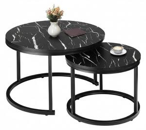 Set de 2 măsuțe de cafea rotunde cu blat aspect marmură și cadru metalic ,80 x 43 cm [3]