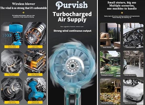 Suflanta Blitz Power Auto Profesionala Turbo – Uscare Rapida si Curatare Multifunctionala, cu 2 acumulatori 48V [6]