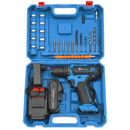 UNELTE SI SCULE - Bormașină cu Acumulator 48V Blitz Power, 2 Acumulatori, Set 16 Piese, Mandrină Rapidă, Valiză de Transport