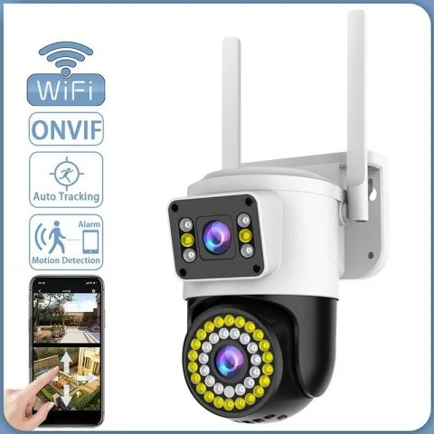 CAMERE SUPRAVEGHERE - Camera Supraveghere Dual Lens PTZ, Conectivitate Wi-Fi, ONVIF, Auto Tracking si Senzor de Miscare