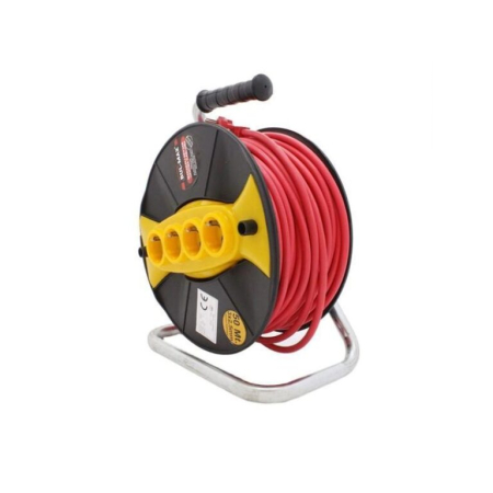 CASA SI GRADINA - Derulator cablu electric -Prelungitor rola cu tambur 4 prize, 50 m, 3 x 2.5 mmp, contact de protectie