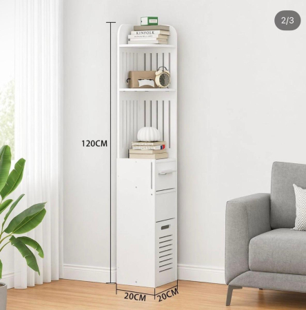 CASA SI GRADINA - Dulap de baie-sufragerie organizator ingust, alb, 20x19.5x120cm, PVC