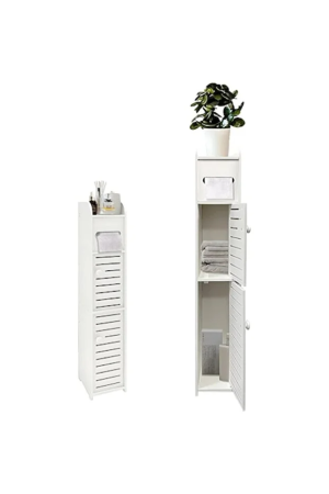 Casa si Decoratiuni - Dulap îngust pentru baie, organizator vertical cu rafturi și compartiment pentru hârtie