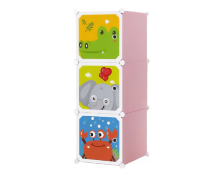 Produse copii - Dulap pentru Camera Copii din Polipropilena cu 3 Compartimente, 37 x 37 x 111 cm, Schelet din Otel