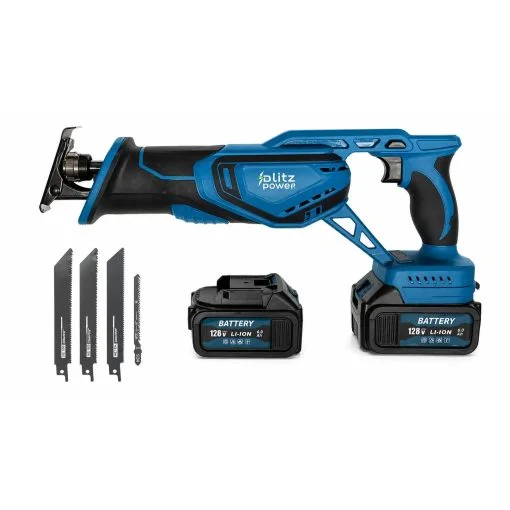 UNELTE SI SCULE - Fierăstrău sabie fără fir Blitz Power 128V, 2 acumulatori Li-Ion, 4 pânze incluse, pentru lemn, metal și PVC