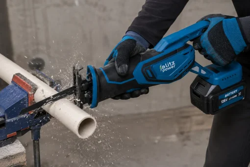 Fierăstrău sabie fără fir Blitz Power 128V, 2 acumulatori Li-Ion, 4 pânze incluse, pentru lemn, metal și PVC [2]
