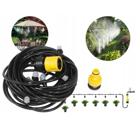 Kit Răcire Terasă cu Pulverizare 10m, Furtun cu Duze Mist Reglabile,Sistem Profesional pentru Grădină, Conectori Incluși [2]