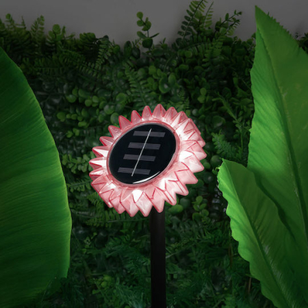 Lampă Solară de Grădină Floarea-soarelui Alb Cald LED 35 Cm Roz [1]