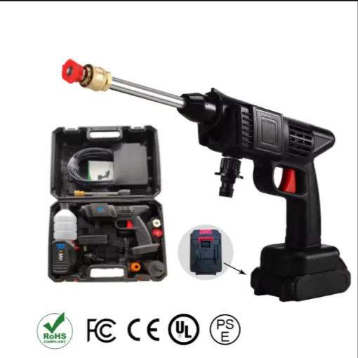 Casa si Decoratiuni - Pistol de spălat cu presiune portabil fără fir 48V 12000mah pentru spălarea auto, spălarea bicicletelor,curățarea cu duză reglabilă