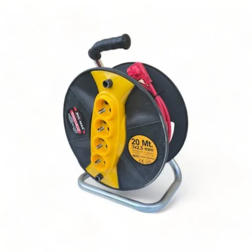 Prelungitor rola cu tambur, 20 m. 3 x 2.5 mm, 4 prize, maner ergonomic transport