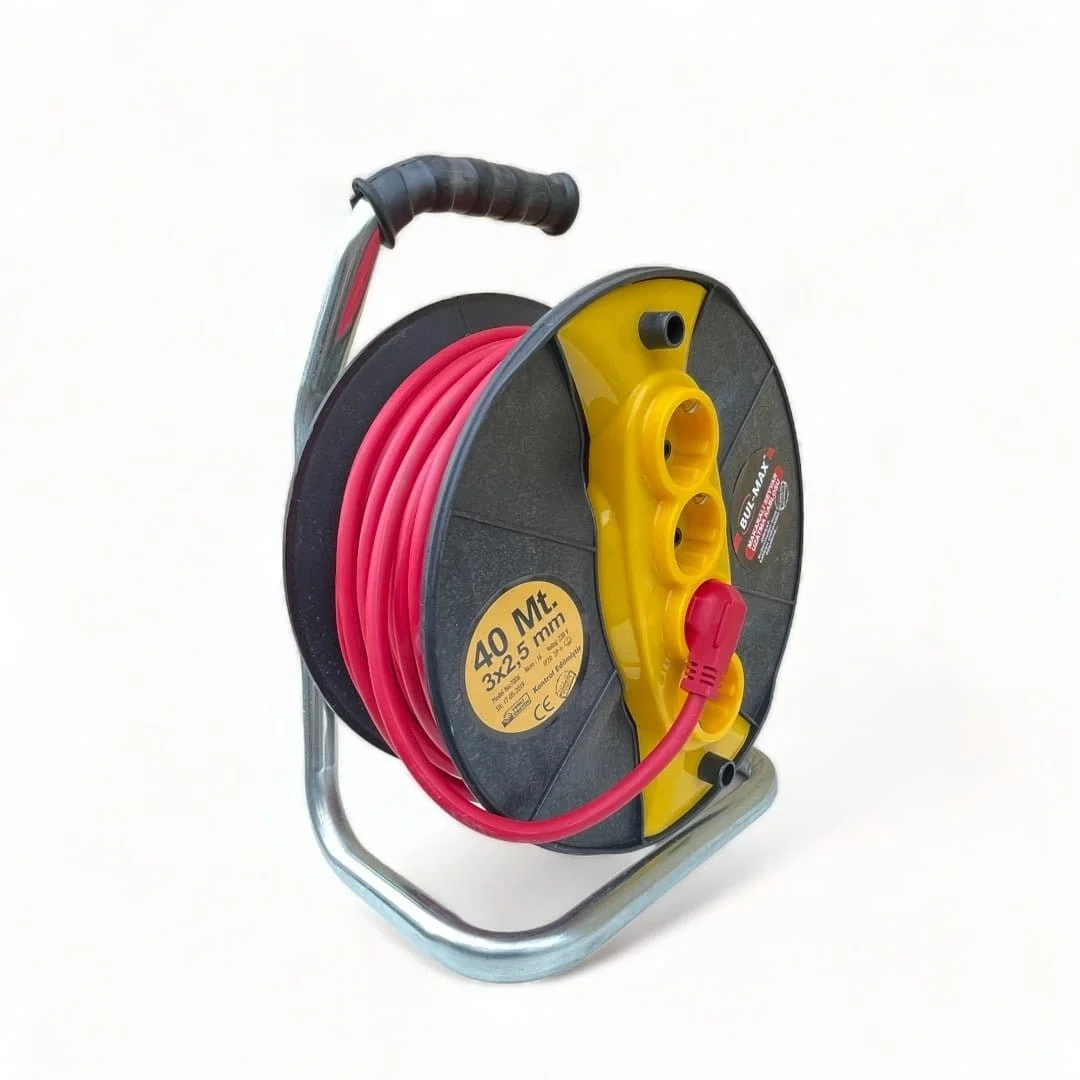 Prelungitoare si accesorii - Prelungitor rola cu tambur, 40 m. 3 x 2.5 mm, 4 prize, maner ergonomic transport