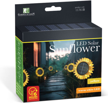 Set 3 Lampii Solare de Grădină Sunflower Led Alb Cald 35 Cm Galbenă [2]