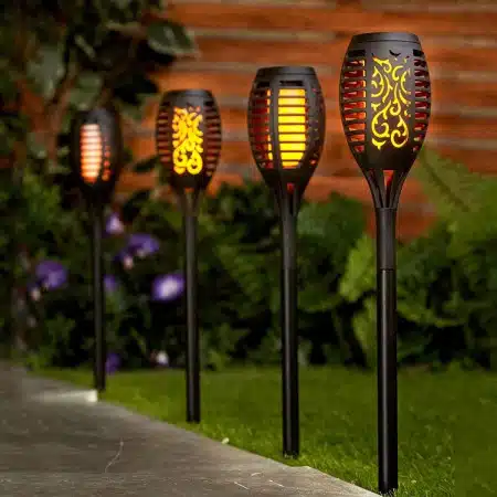 CASA SI GRADINA - Set 4 Lampi solare tip torta cu efect flacara 51cm