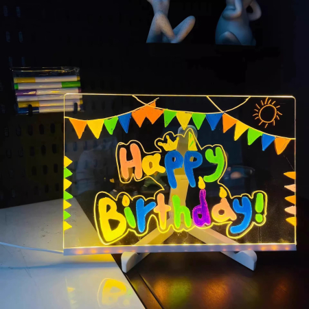 Produse copii - Tabla LED de scris, acrilica, cu suport, multicolor,20x30 cm