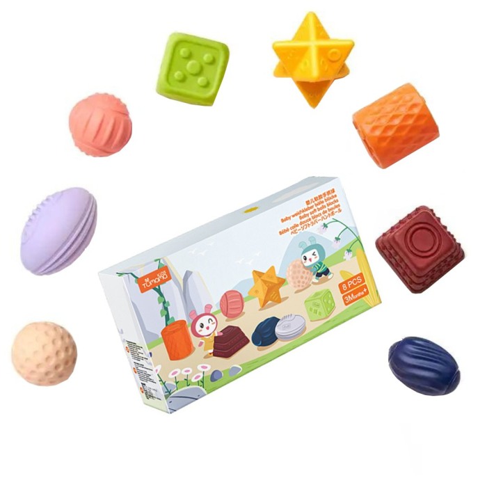 Set 8 forme geometrice din silicon, cu modele 3D, pentru dentitia ...